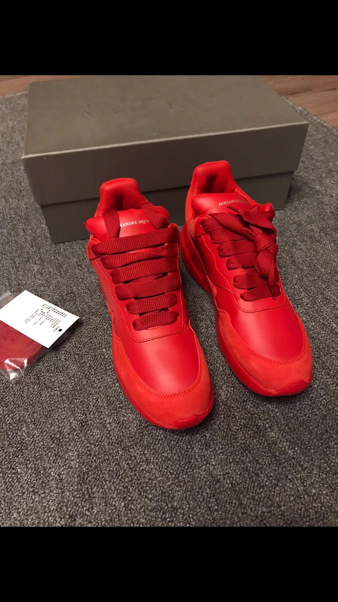 Alexander McQueen Alexander McQueen Runner Red Lambskin Leather Trainer Size US 7 / IT 37 - 4 Thumbnail