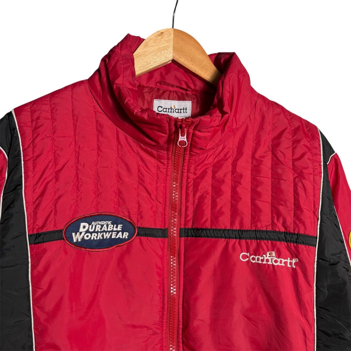Carhartt Vintage Carhartt Hard At Work Puffer Patchwork Racing Jacket Size US XL / EU 56 / 4 - 5 Thumbnail