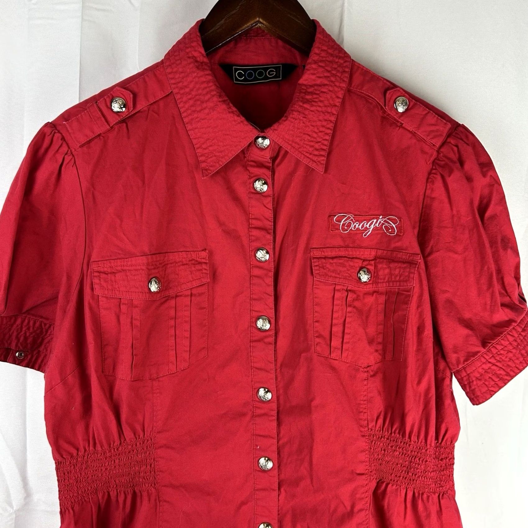Coogi VINTAGE COOGI Womens 2X Shirt Snaps Front Rhinestone Logo Red Belted 90s Hip Hop Y2K Streetwear Womens Size XXL / US 16-18 / IT 52-54 - 2 Thumbnail