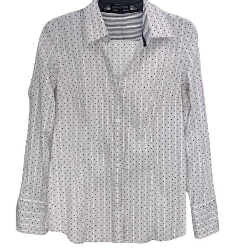 Express Express Grey w/White Stipes & Black Polka Dots Button Down-M Size M / US 6-8 / IT 42-44 - 1 Thumbnail
