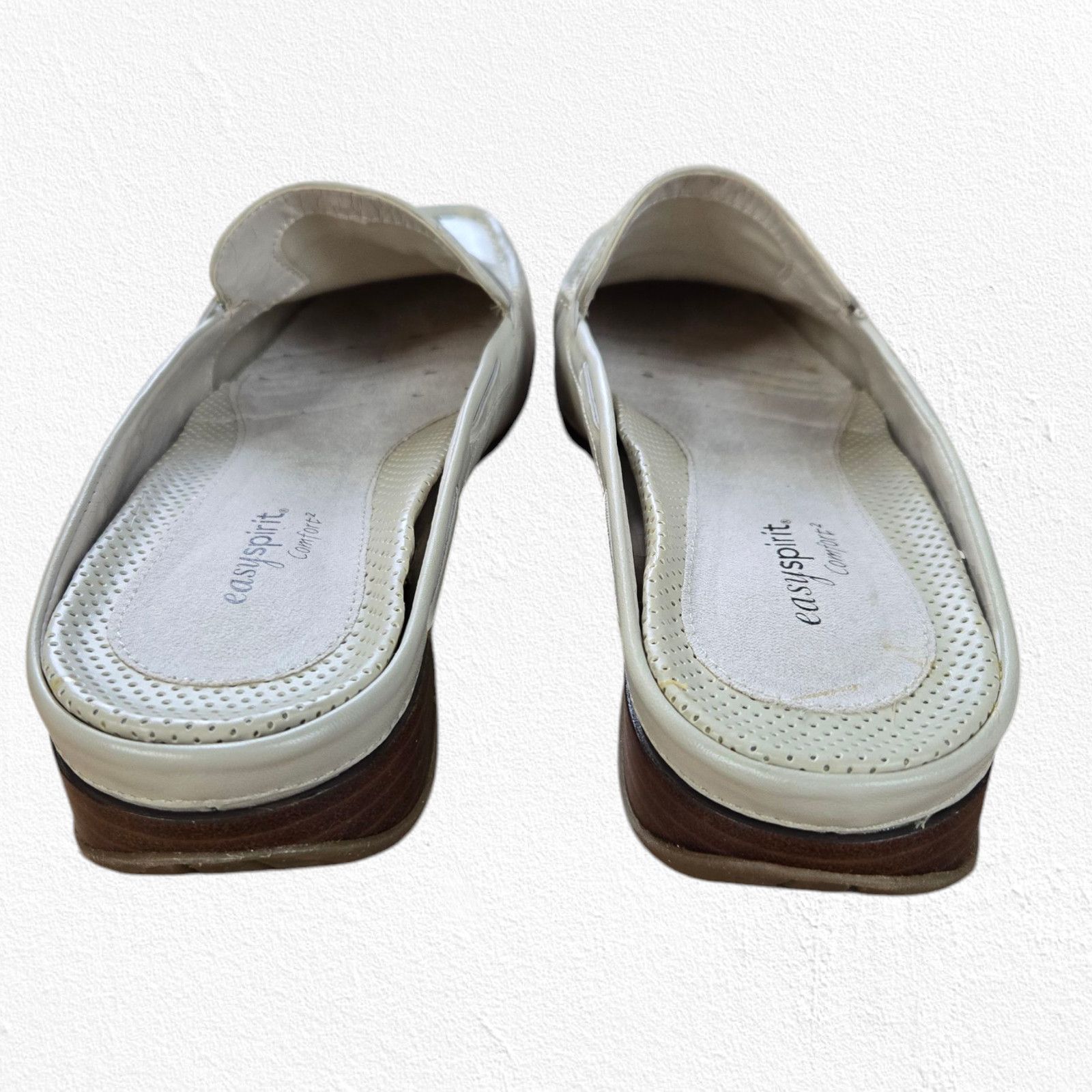 Y2K Natural Beige Slip On Square Toe Mule Loafer Size 9.5