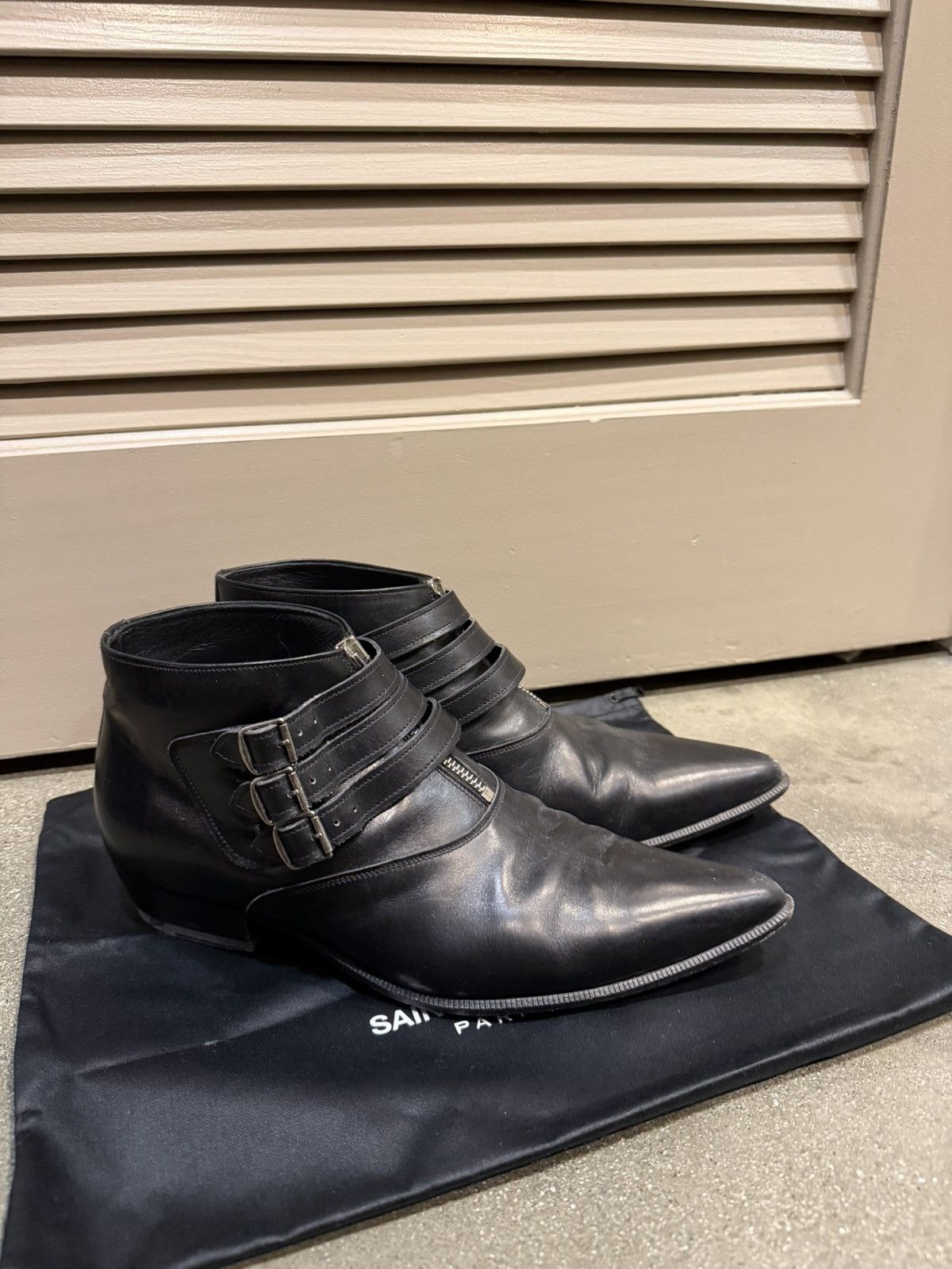 Saint Laurent Paris SS14 Western Buckle Duckies Boots | Grailed