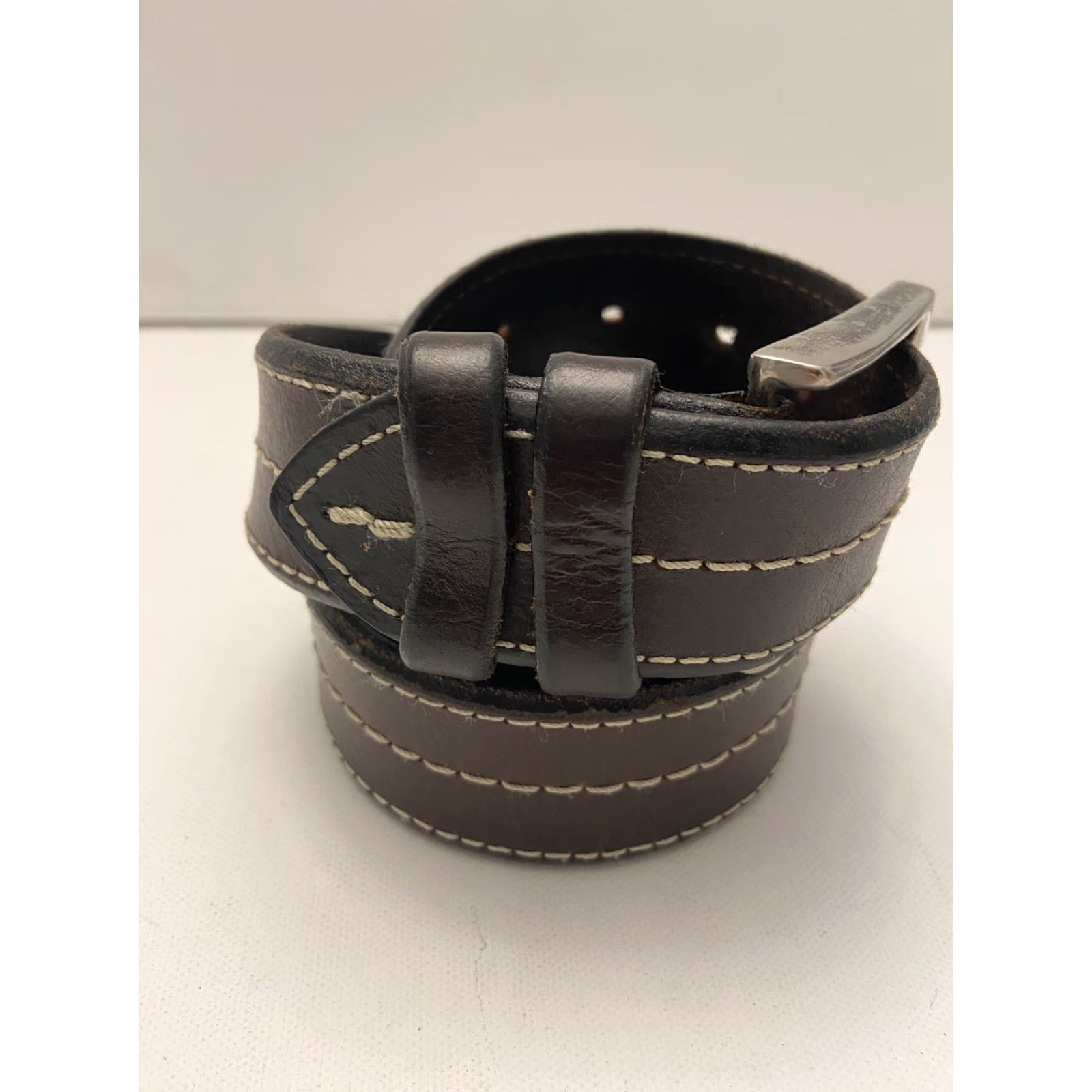 Vintage Brown Leather Belt Size 40 for Men Size 40 - 2 Thumbnail