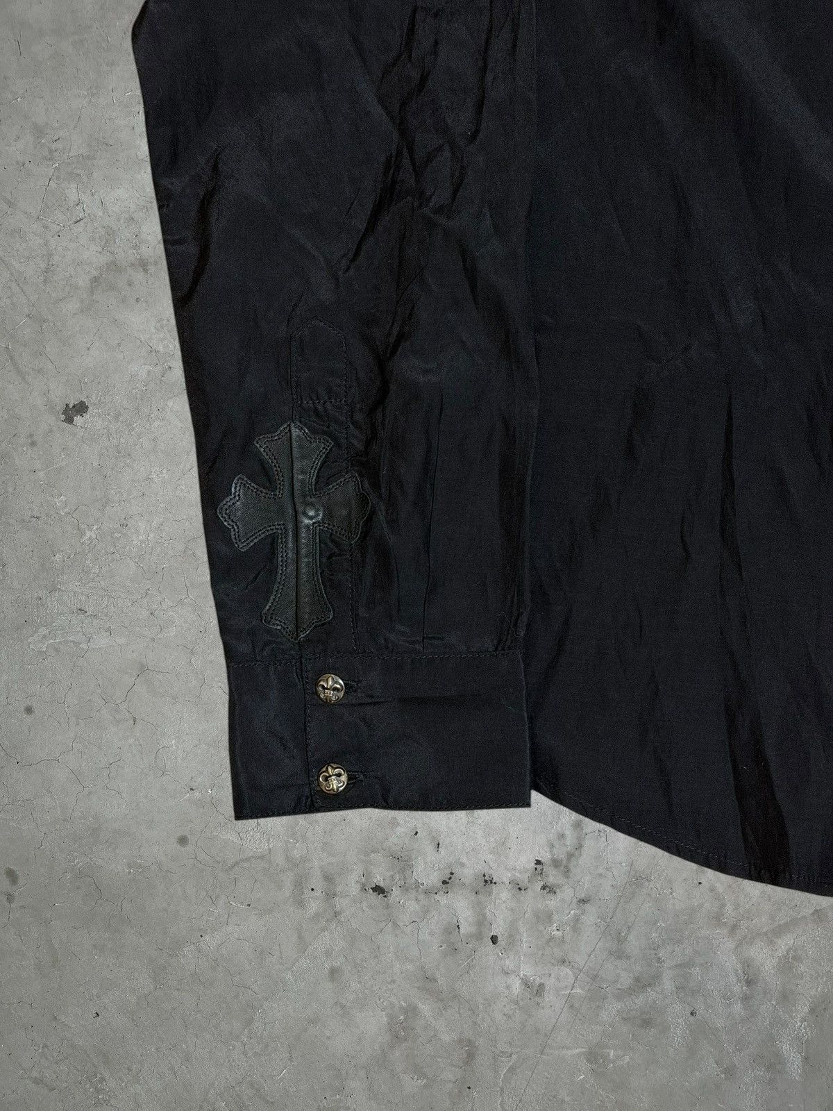 Chrome Hearts Chrome Hearts Leather Patch Silk Shirt Size US XL / EU 56 / 4 - 8 Thumbnail