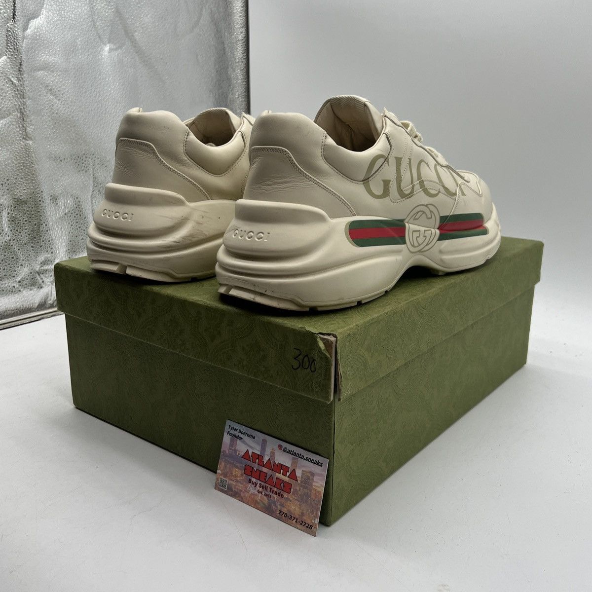 Gucci GUCCI Calfskin Logo Men’s Rhyton Sneakers Ivory Size US 12.5 / EU 45-46 - 5 Thumbnail
