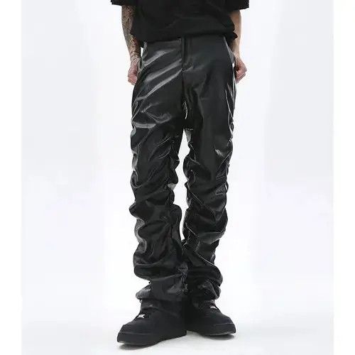 Other Loose Ruched Casual PU Leather Pant Size US 32 / EU 48 - 3 Thumbnail