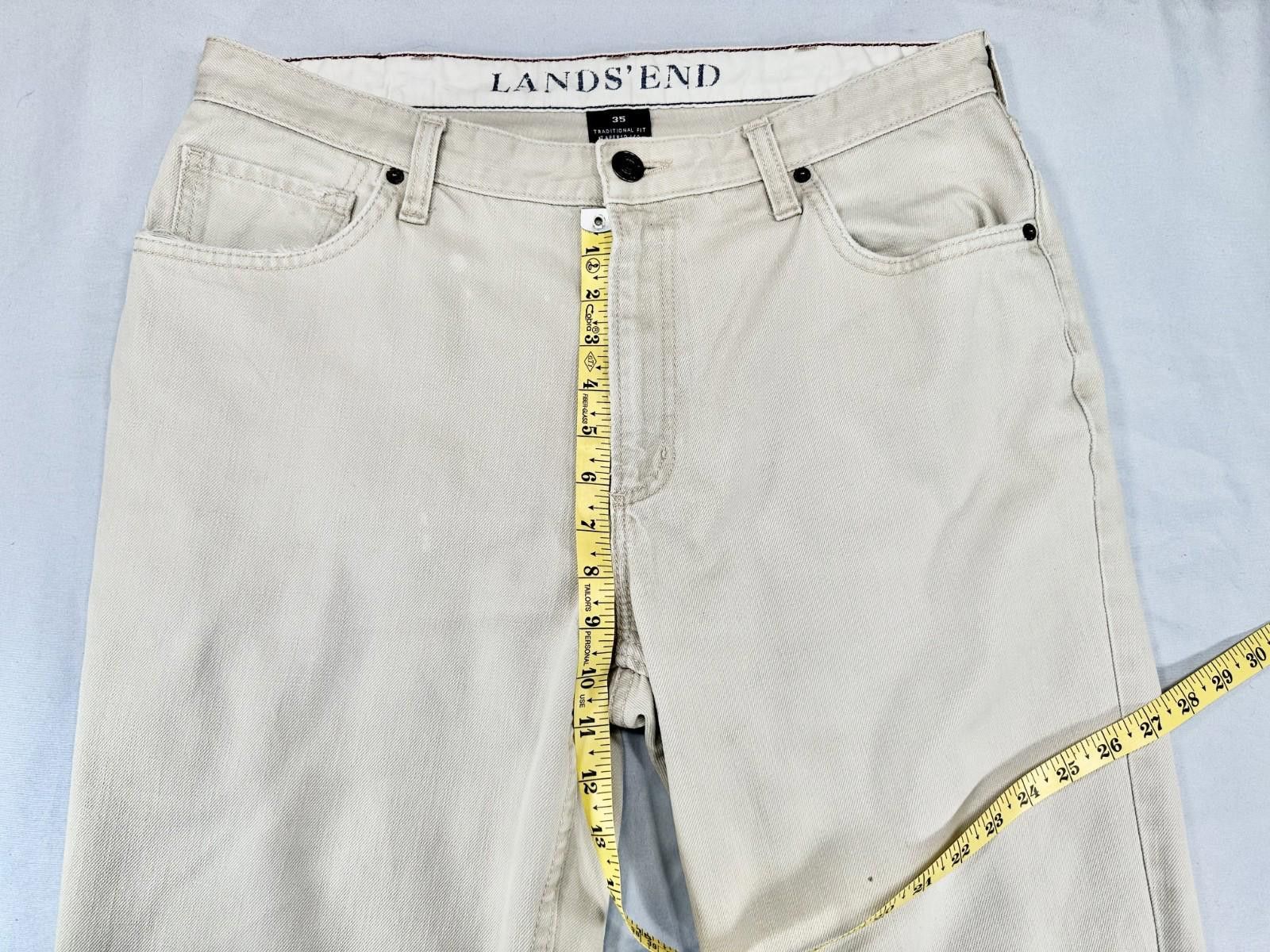 Lands' End Lands End Men's 35 Traditional Fit Tapered Leg Beige Jeans Size US 35 - 4 Thumbnail