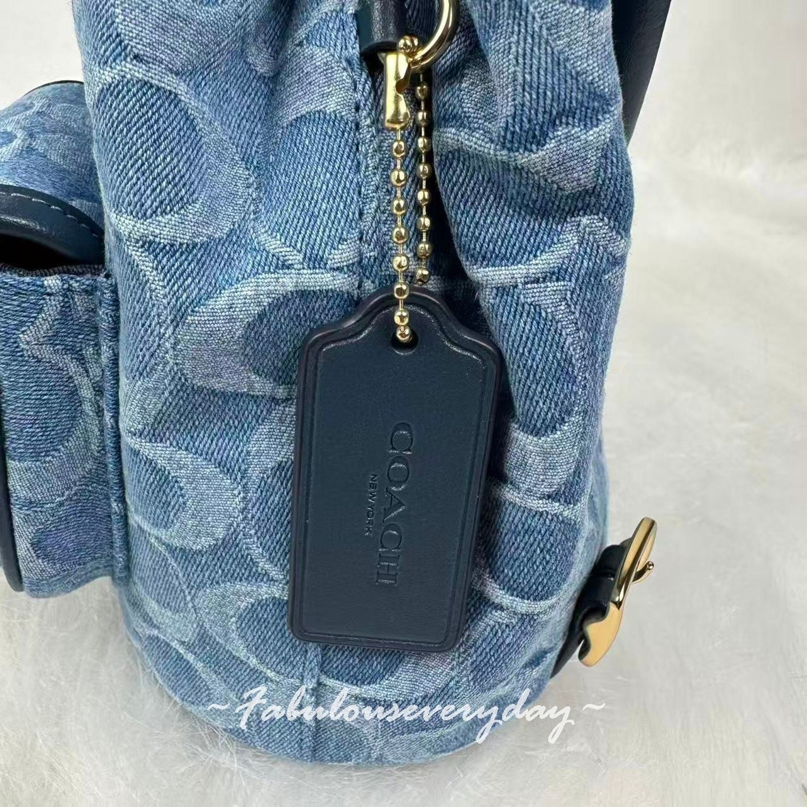 Coach Coach Hadley Backpack In Signature Denim Gold/Indigo Size ONE SIZE - 7 Thumbnail