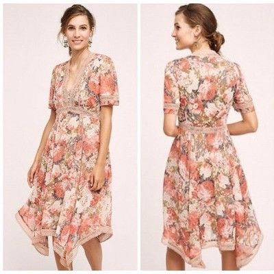 ANTHROPOLOGIE Rose Bouquet Dress By RANNA GILL size S FAB BO