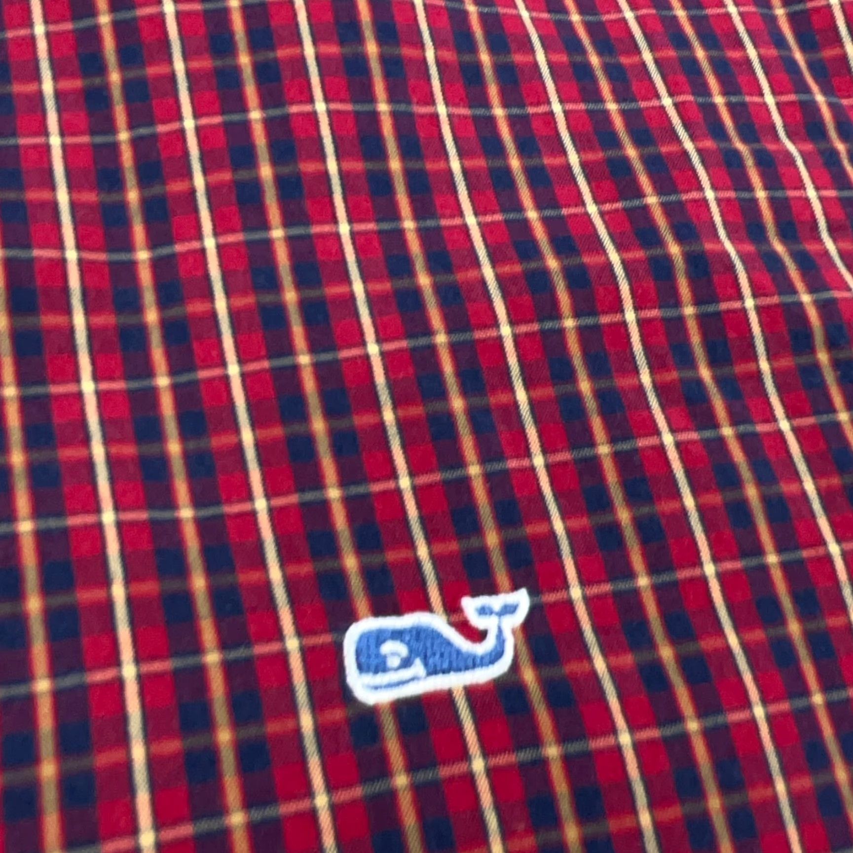 Vineyard Vines Vineyard Vines Shirt Men Medium Red Blue Button Up Plaid Whale Poplin Dress A17* Size 40R - 5 Thumbnail