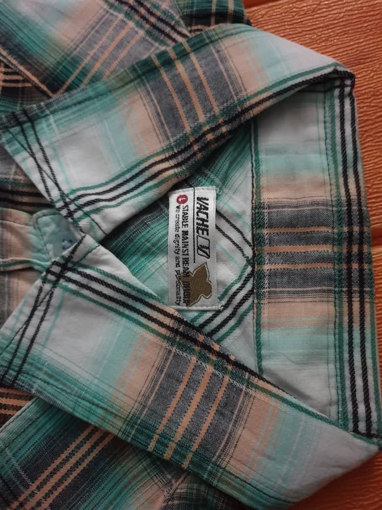 Japanese Brand Vache marijuana Bob marley style checkered shirt Size US L / EU 52-54 / 3 - 2 Thumbnail