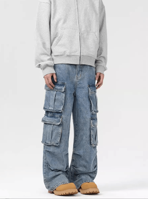 Japanese Brand × Jean American retro washed multi-pocket cargo jeans Size US 34 / EU 50 - 2 Thumbnail