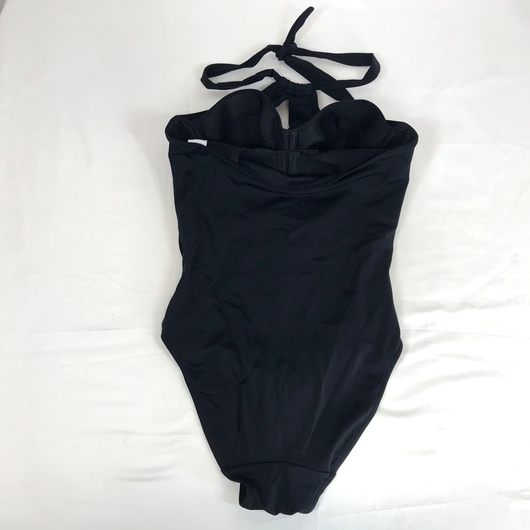 Vintage Freya One Piece Swimsuit US 32D Black Underwire Halter Ruched Keyhole AS3948BLK Size ONE SIZE - 4 Thumbnail