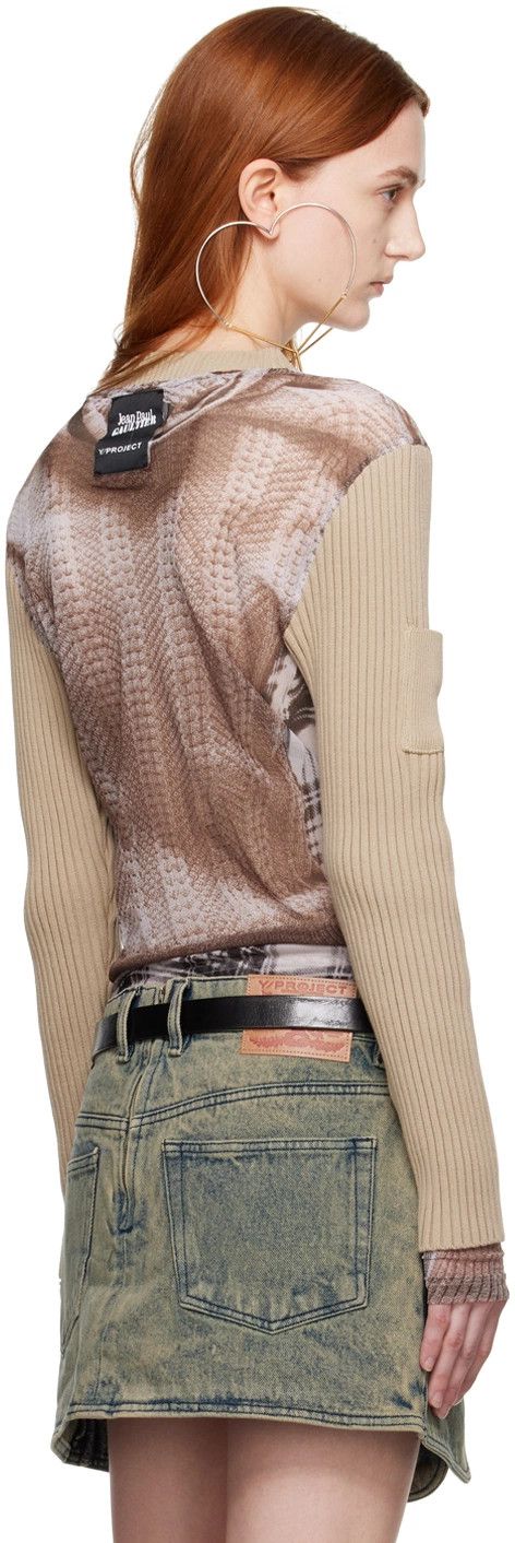Jean Paul Gaultier × Y/Project Beige Trompe L'oeil Sweater Size XS / US 0-2 / IT 36-38 - 3 Thumbnail