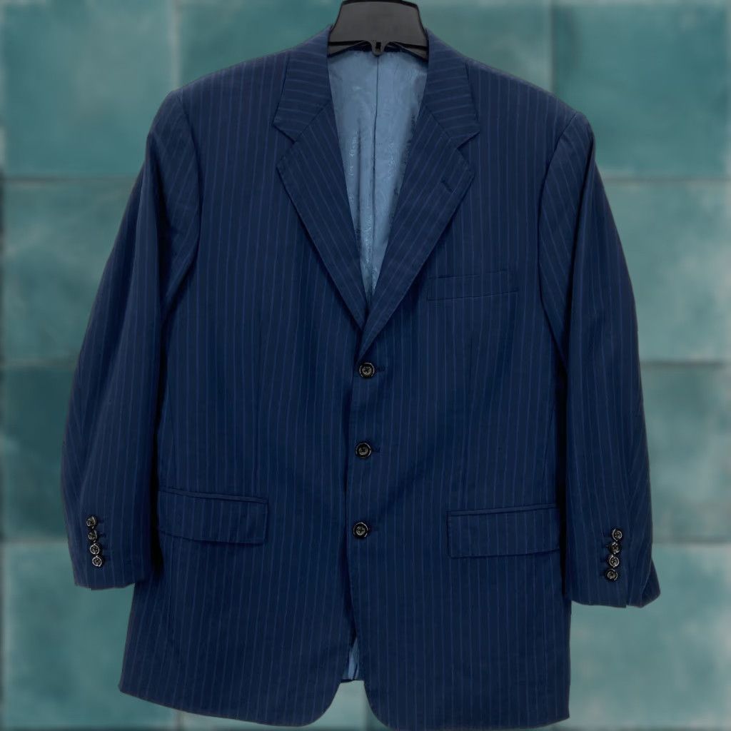 Ermenegildo Zegna Ermenegildo Zegna Blazer Sport Coat Mens 44 Blue Striped Wool Size 44R - 1 Thumbnail