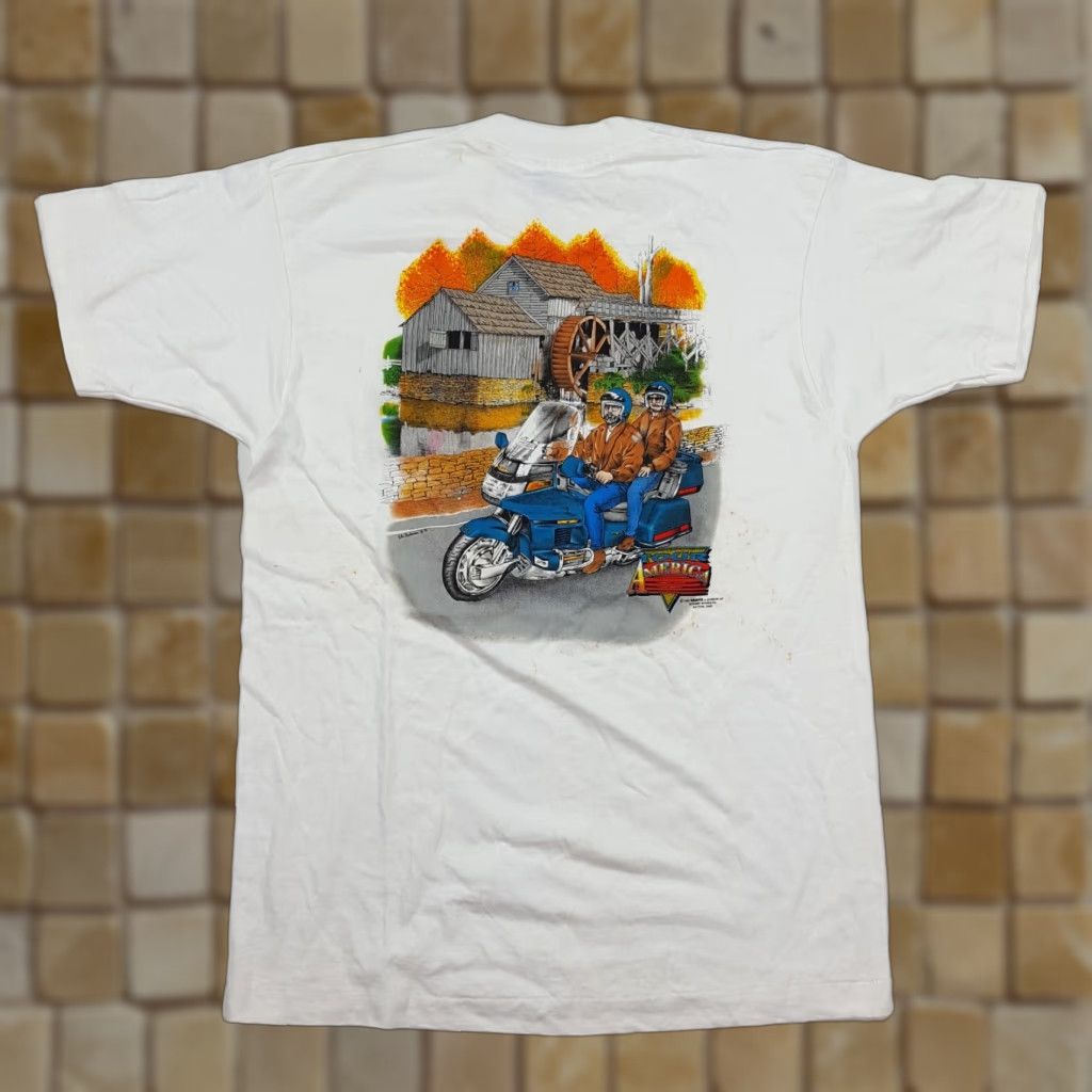 Fruit Of The Loom Vintage 90s American Motorcycle Tour Men's Large White Biker T Shirt Size US L / EU 52-54 / 3 - 1 Thumbnail