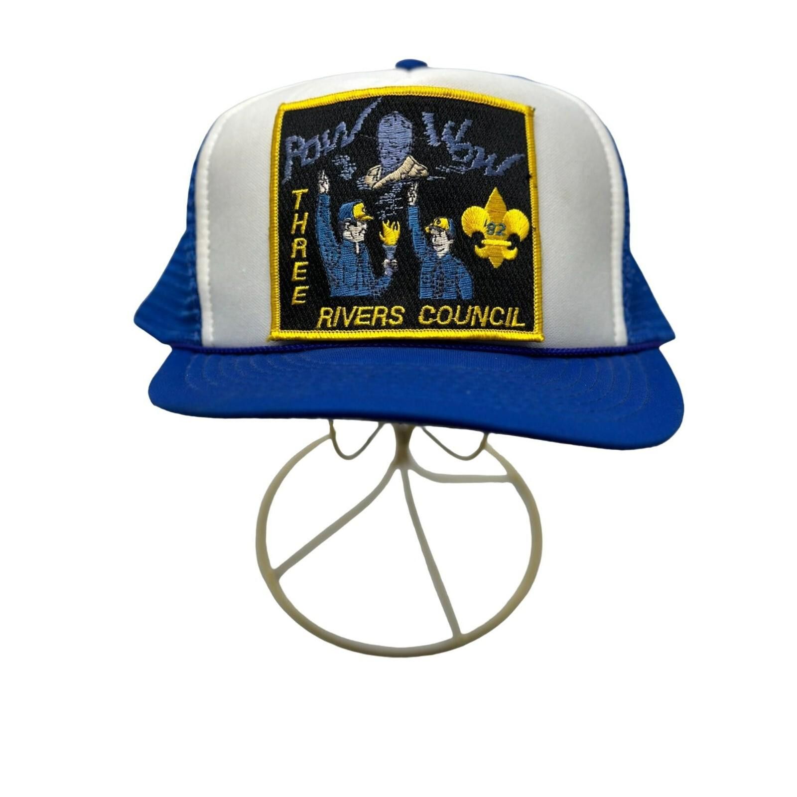 Unknown London Blue Trucker Hat Embroidered Pow Wow Three Rivers Council Size ONE SIZE - 1 Thumbnail