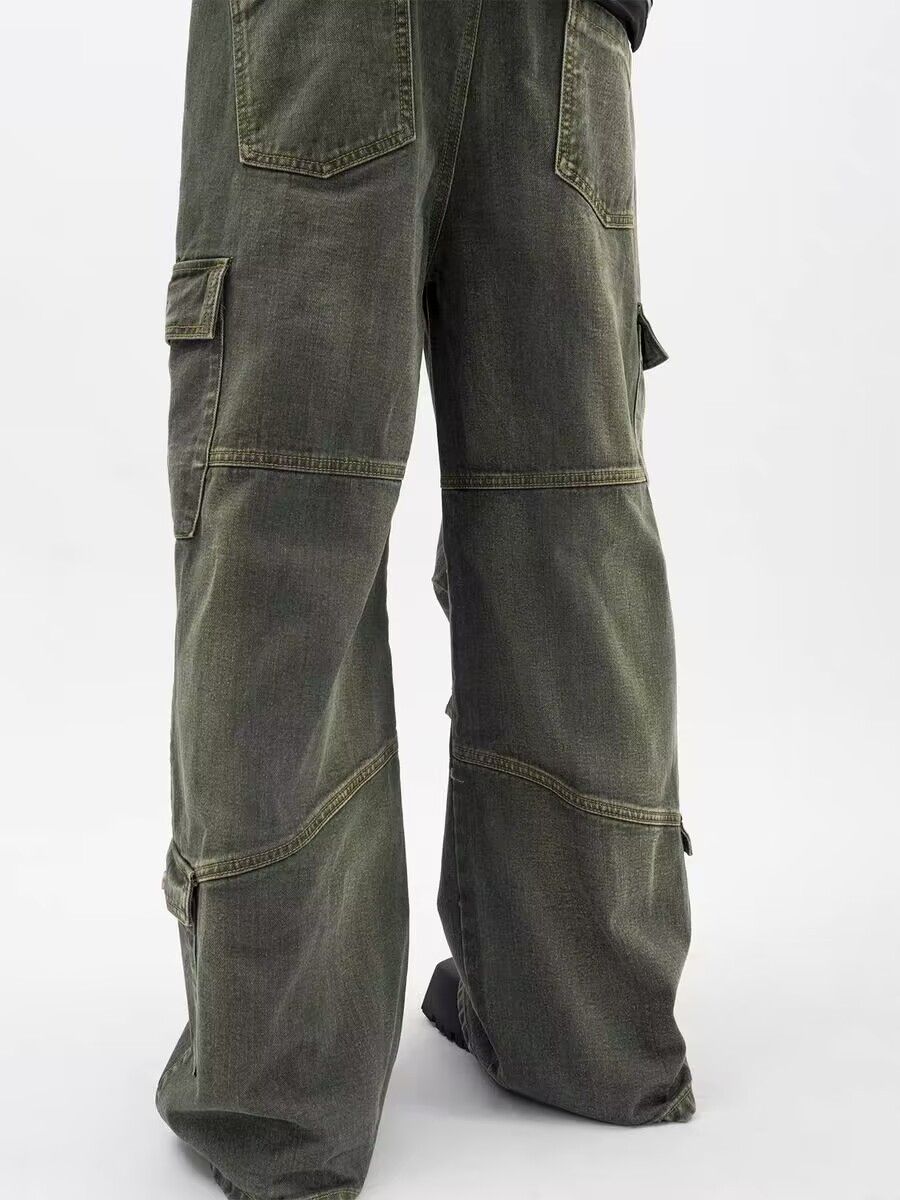Japanese Brand × Jean Retro washed distressed rare pocket cargo wide leg jeans Size US 34 / EU 50 - 3 Thumbnail