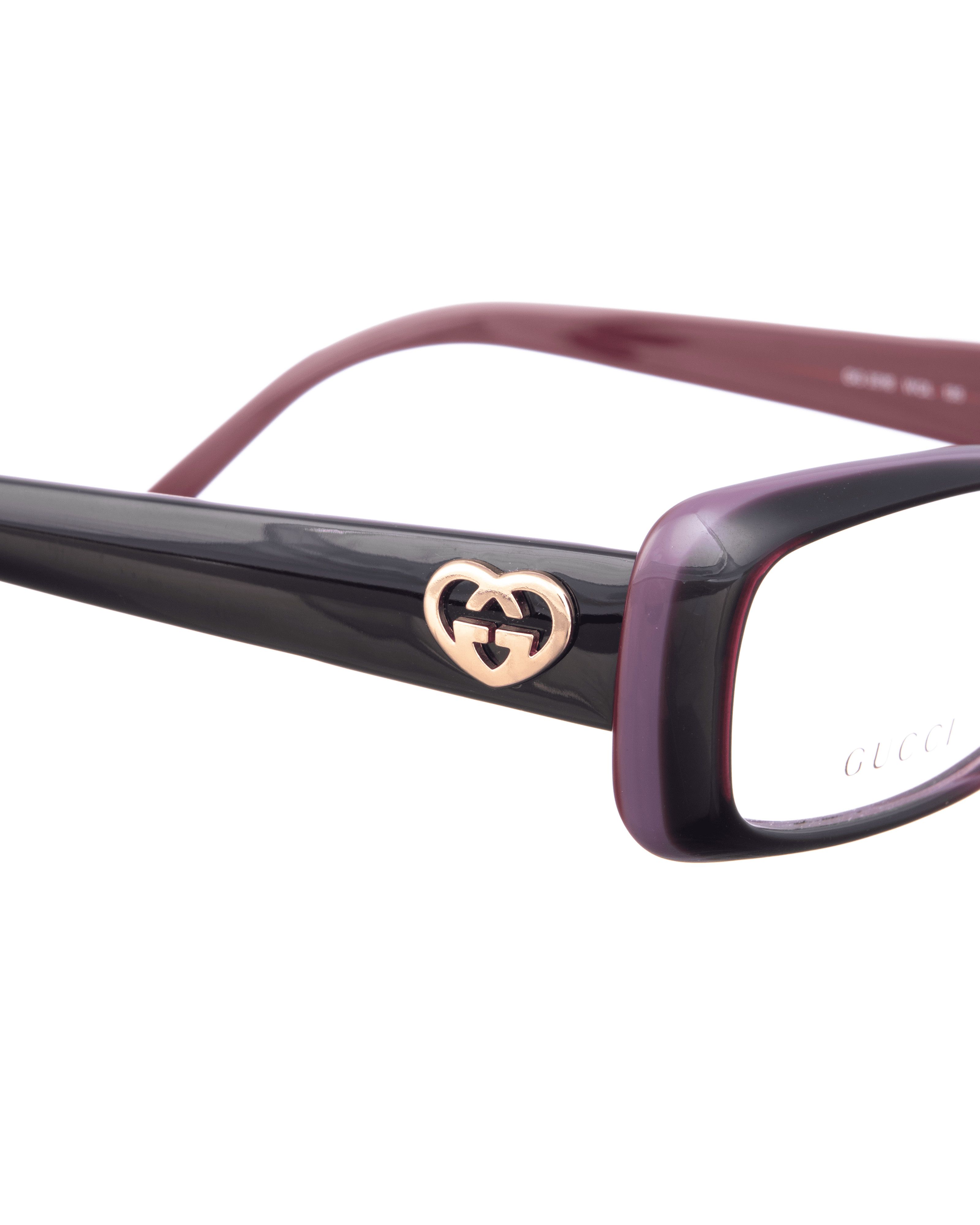 Gucci Gucci 00s Violet Burgundy Cat Eye Glasses With Heart Details Size ONE SIZE - 1 Thumbnail