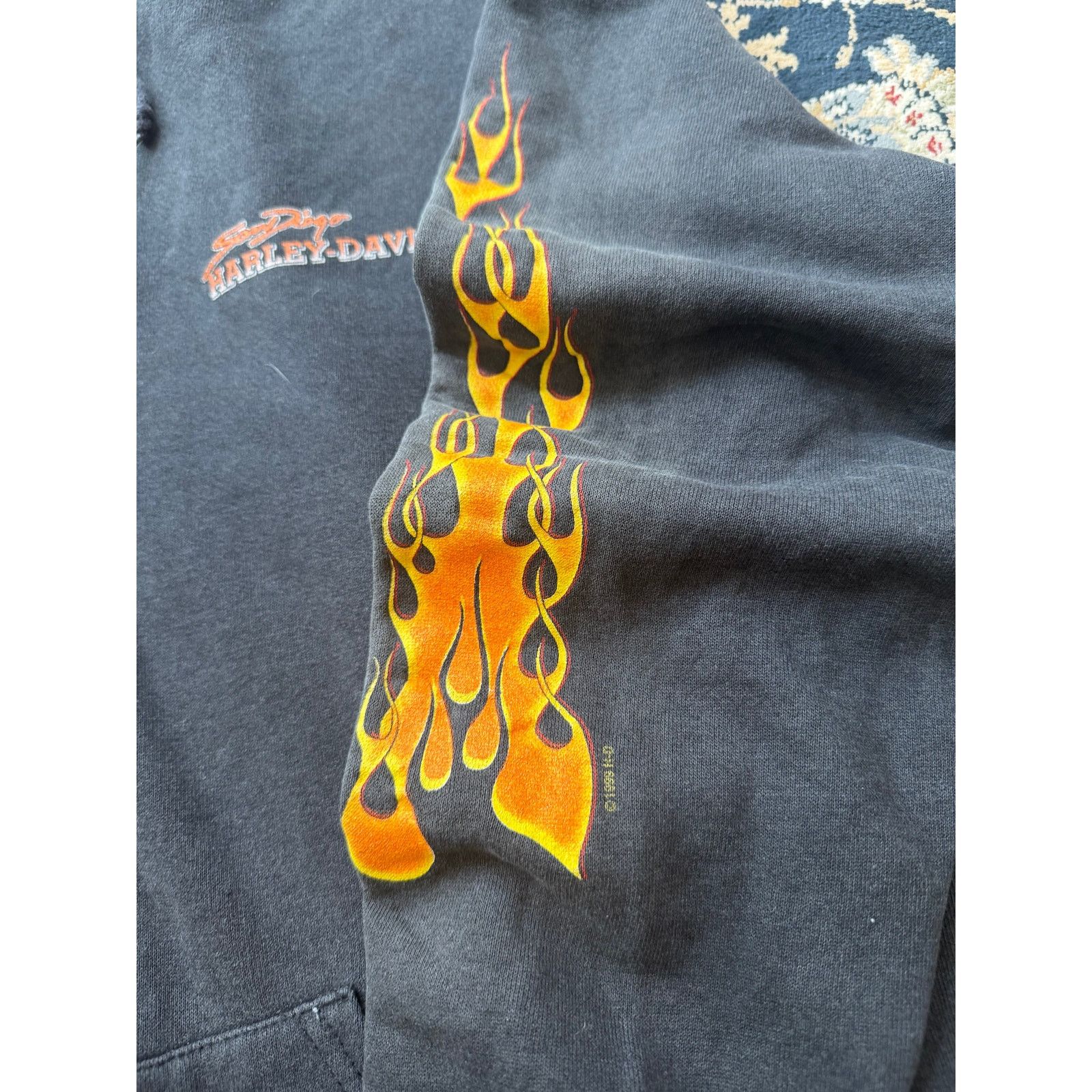 Harley Davidson Vintage Faded Harley Davidson San Diego Flame Zip Hoodie Size US XXL / EU 58 / 5 - 3 Thumbnail
