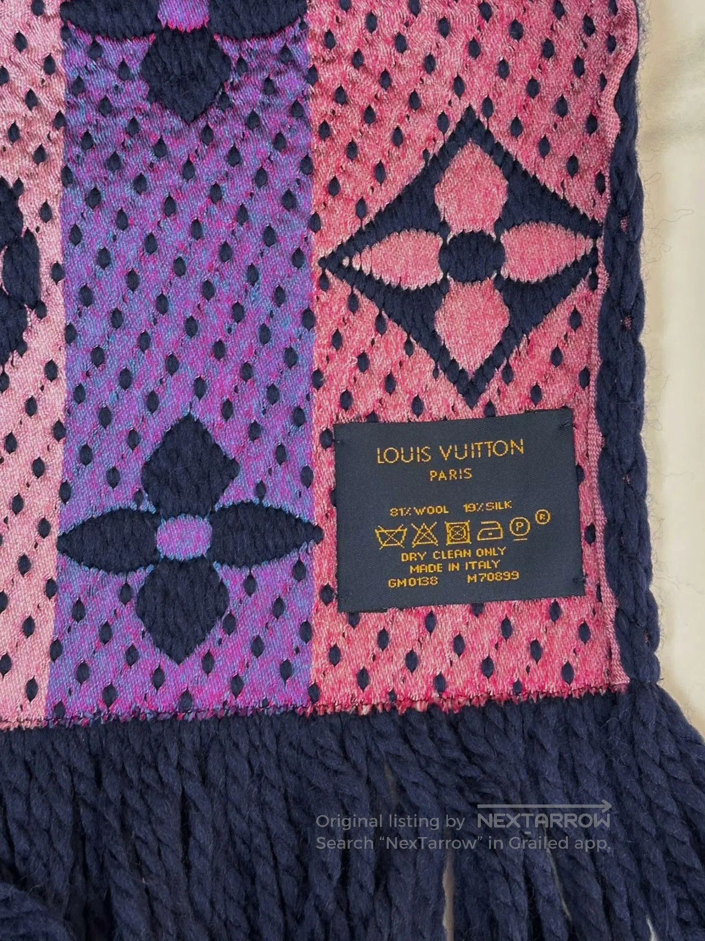 Louis Vuitton LV Logo Print Fringe Scarf. Size ONE SIZE - 6 Thumbnail