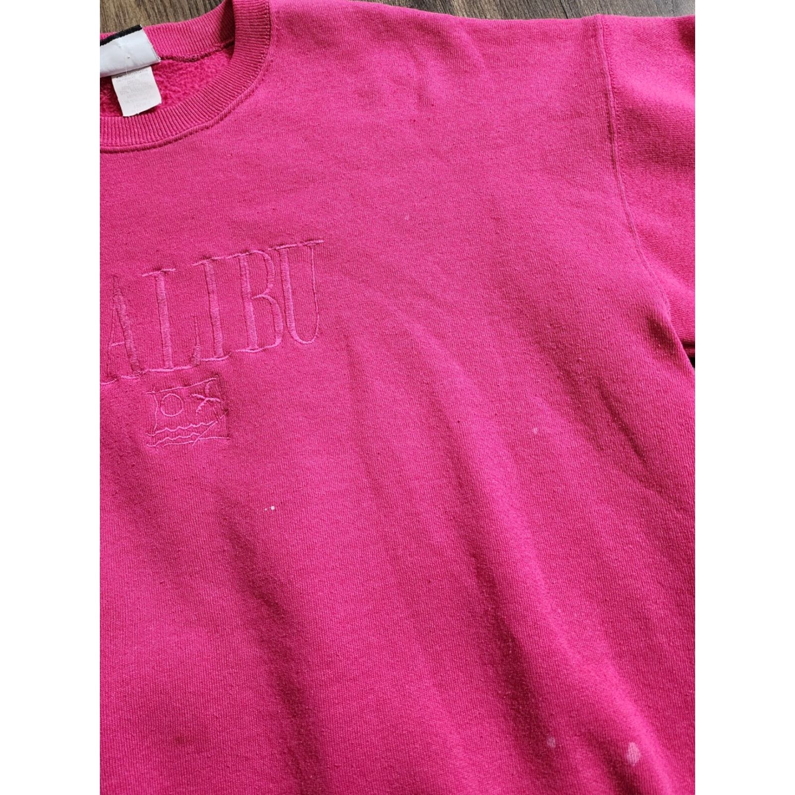 Lee VINTAGE Lee Sweatshirt Crewneck Pink Embroidered Malibu California Distressed Big & Tall 1X Womens Mens Unisex Adults Size XL / US 12-14 / IT 48-50 - 6 Thumbnail