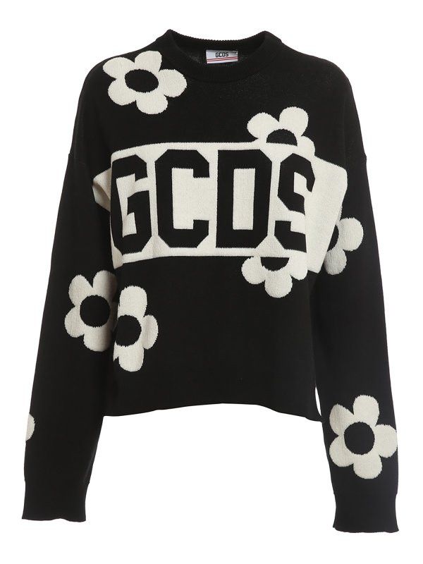 GCDS o1mle0325 Daisy Logo Sweater in Black Size XS / US 0-2 / IT 36-38 - 2 Thumbnail