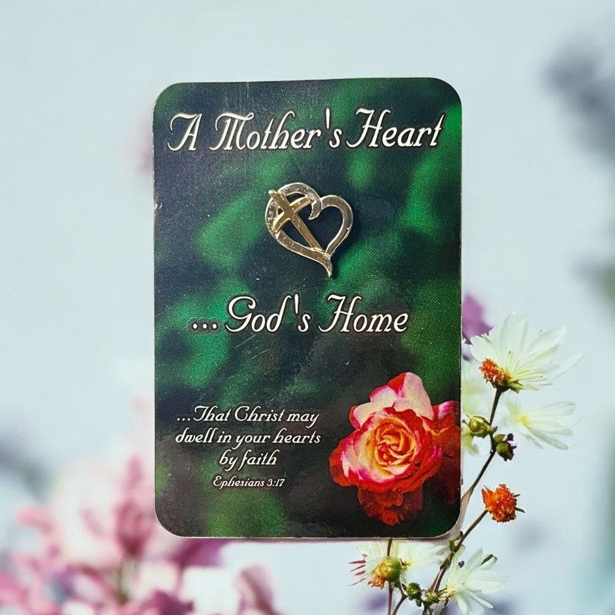 Vintage Mother's Heart Pin-Silver & Gold Tone-Religious-Card-Gift Size ONE SIZE - 2 Thumbnail