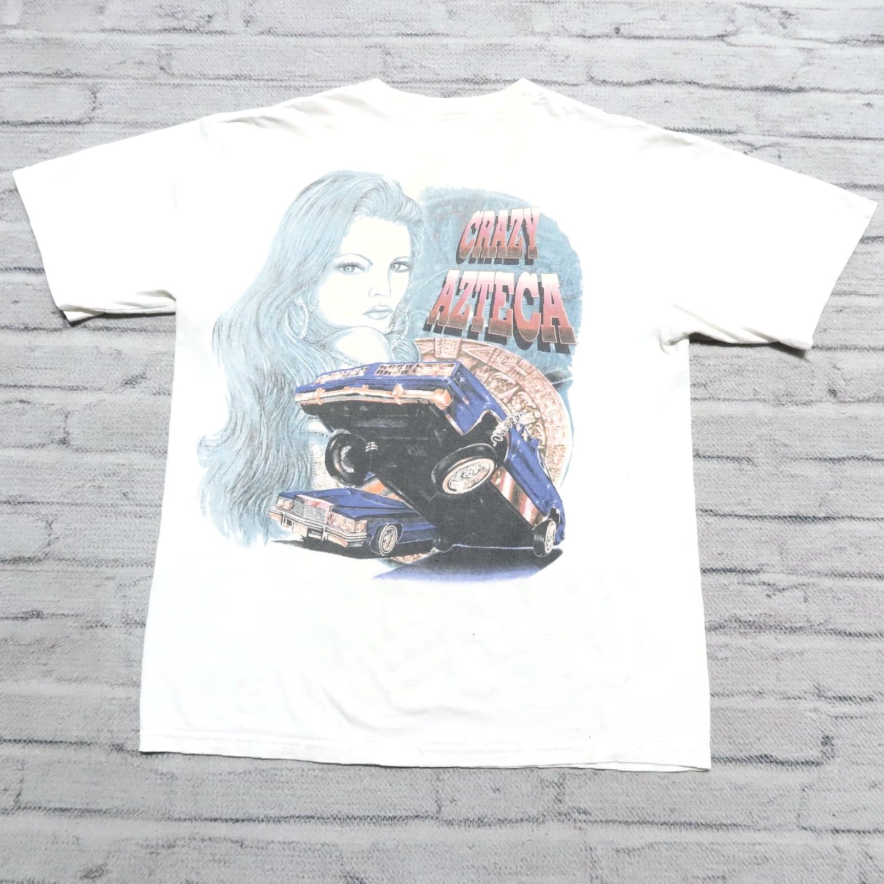 Vintage Vintage Crazy Azteca Shirt L Men White 90s Lowrider Cholo Shirt Size US L / EU 52-54 / 3 - 2 Thumbnail