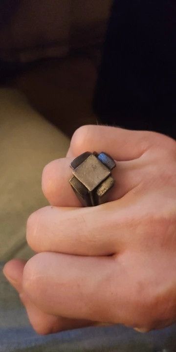 Vintage SIZE 10 Retro Punk Geometric Rhombus Ring Size ONE SIZE - 3 Thumbnail