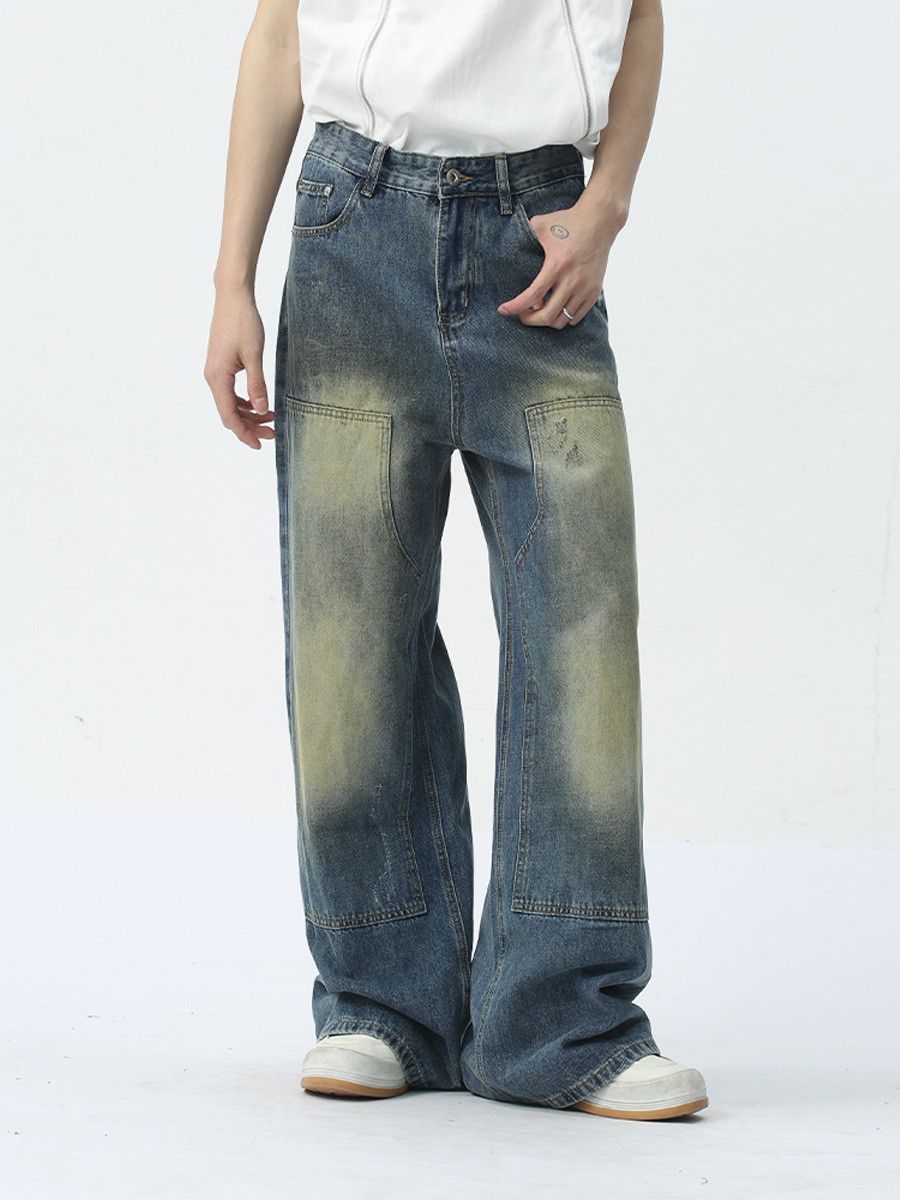 Jean Men's vintage distressed patchwork jeans Size US 32 / EU 48 - 3 Thumbnail