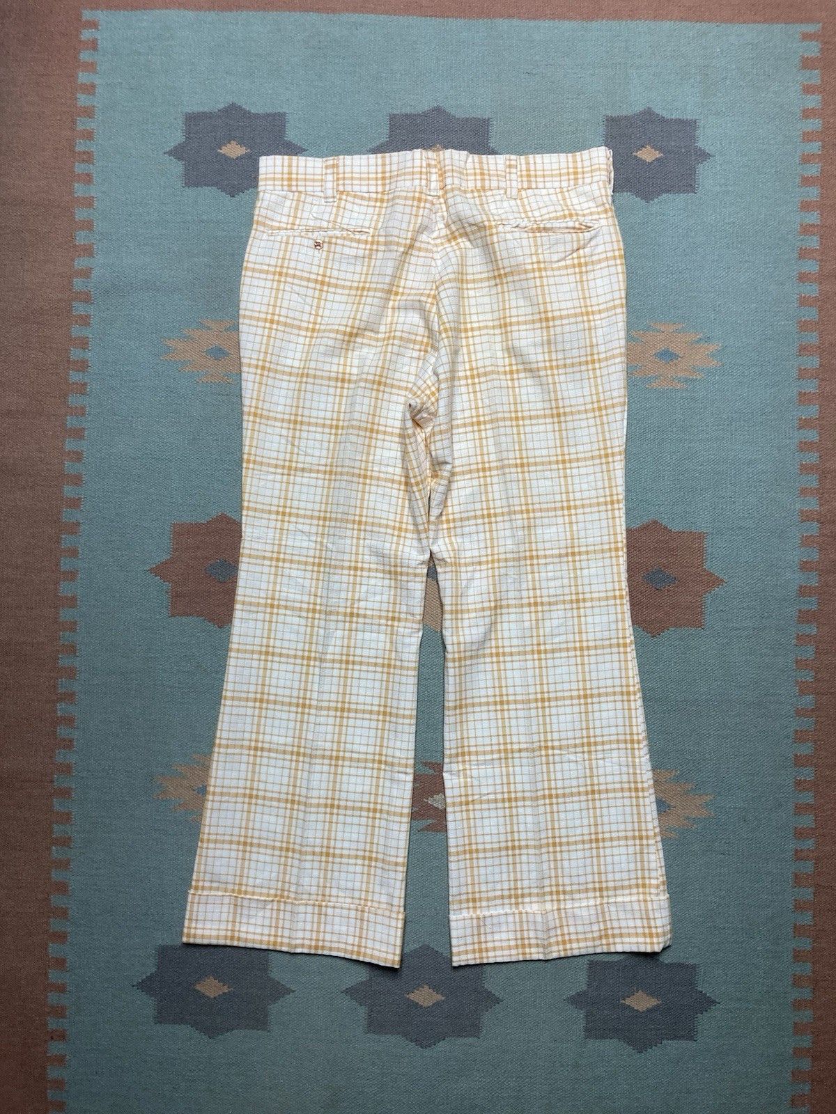 Vintage 70s flare bell bottom pants plaid lightweight disco 36x30 Size US 36 / EU 52 - 6 Thumbnail