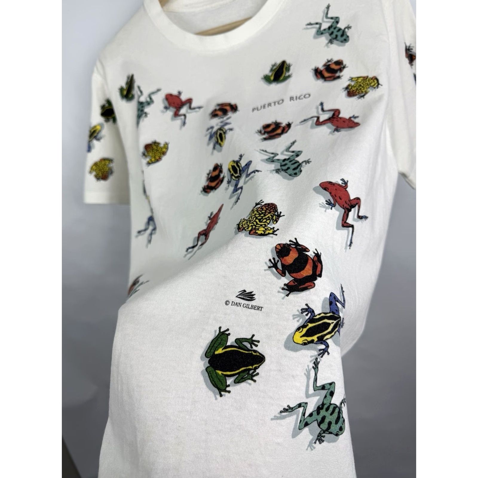 Hanes VINTAGE 90s Dan Gilbert Poison Dart Frogs Puerto Rico T-Shirt Size M White Hanes Shirt Mens Size US M / EU 48-50 / 2 - 7 Thumbnail