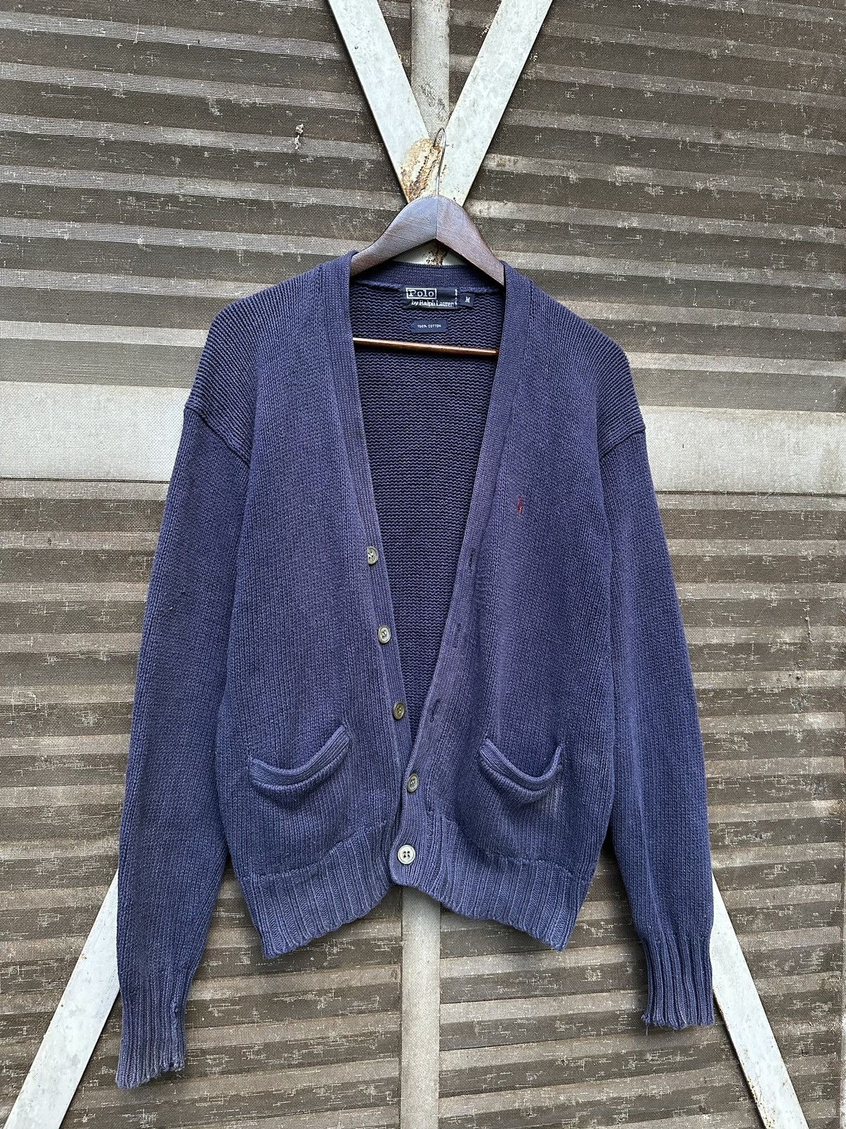 Vintage THRASHED Faded Polo Ralph Laurent Cardigan Size US M / EU 48-50 / 2 - 7 Thumbnail
