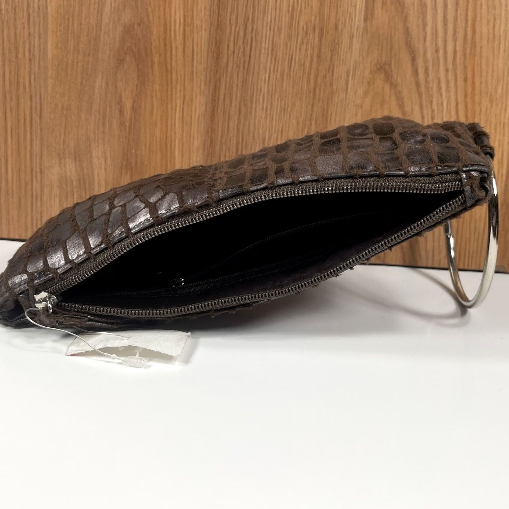 Human Made Unbranded Brown Small Zip Pouch Wallet Manmade Material Purse Hand Bag Purse Wallet Women Zip-Around XS S Brown Pattern Solid Credit Card ID Size ONE SIZE - 5 Thumbnail