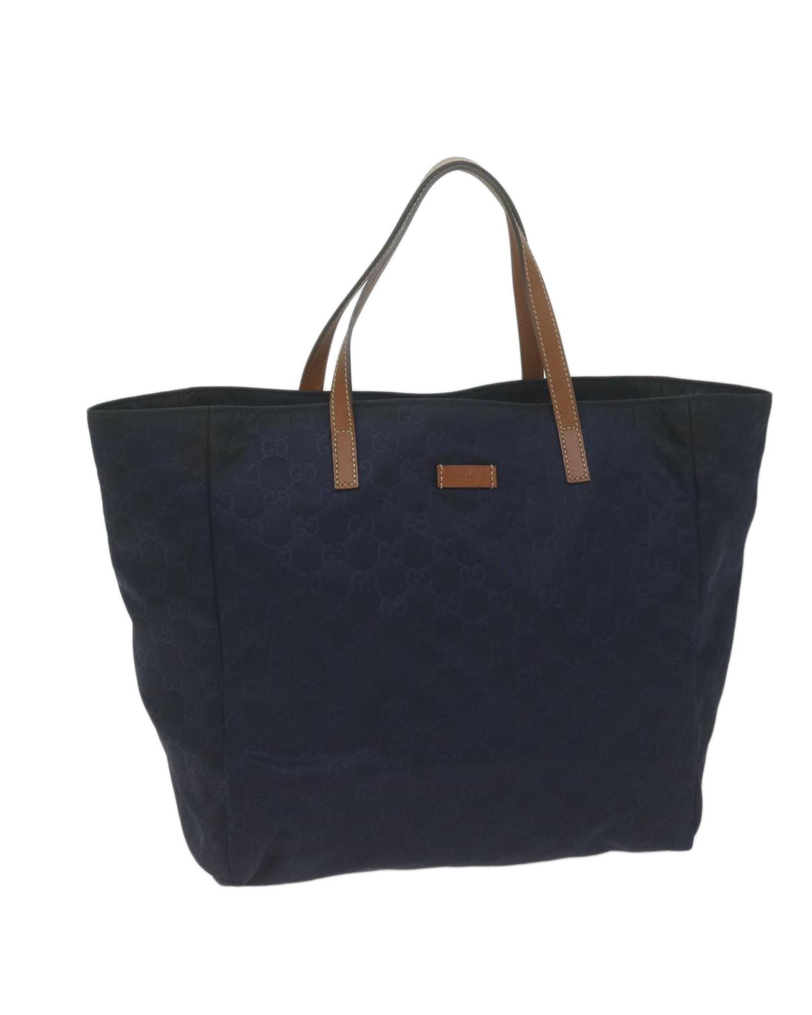 image of Gucci Navy Canvas Shoulder Bag With Versatile Design, Women's