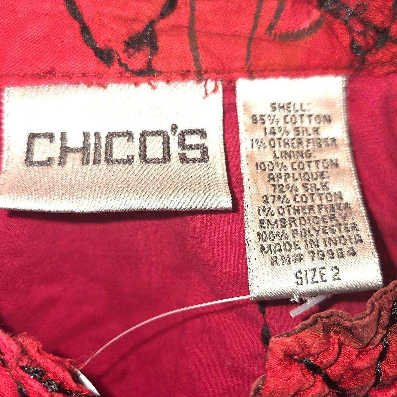 Chicos Chico's Red Trendy Button Up Blazer Top - Size 2 Size XS / US 0-2 / IT 36-38 - 4 Thumbnail