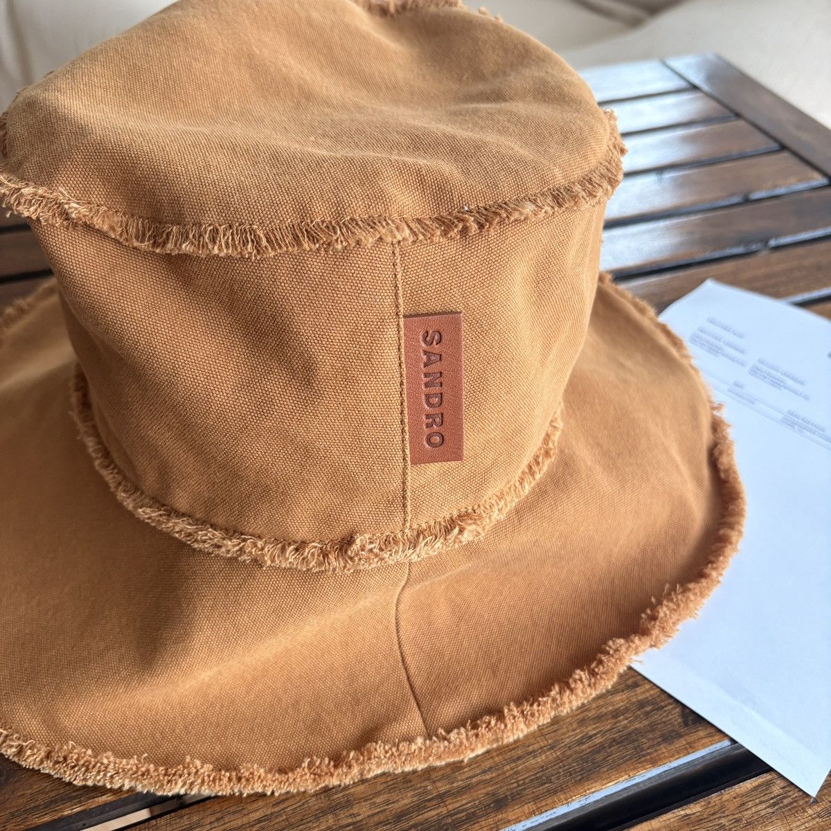 Sandro Sandro raw edge unisex hat - camel Size ONE SIZE - 1 Thumbnail