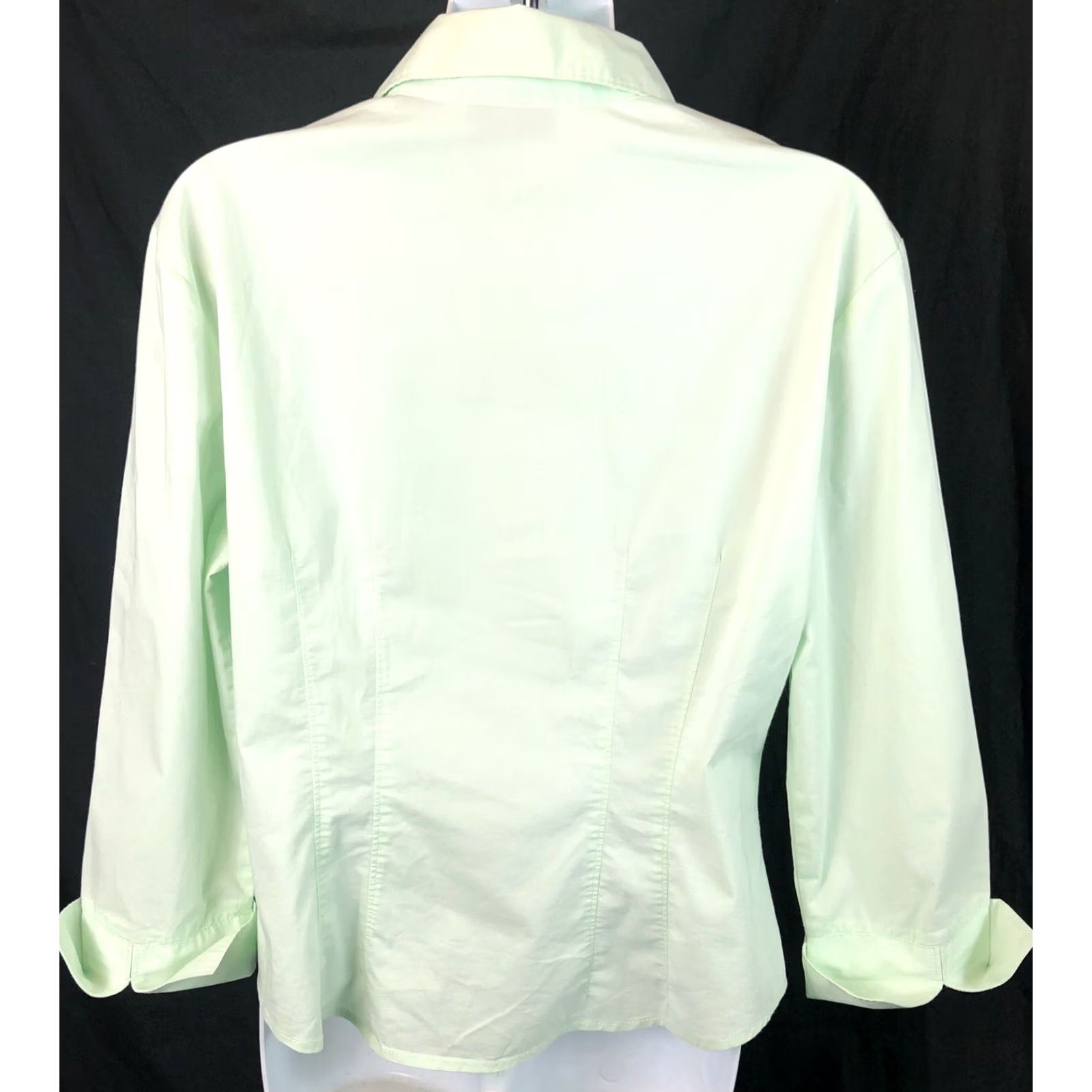 CO VINTAGE NY & Co Top L Lt Green Button Up Cuffed 3/4 Sleeves Collar Y2K Capsule Size L / US 10 / IT 46 - 3 Thumbnail