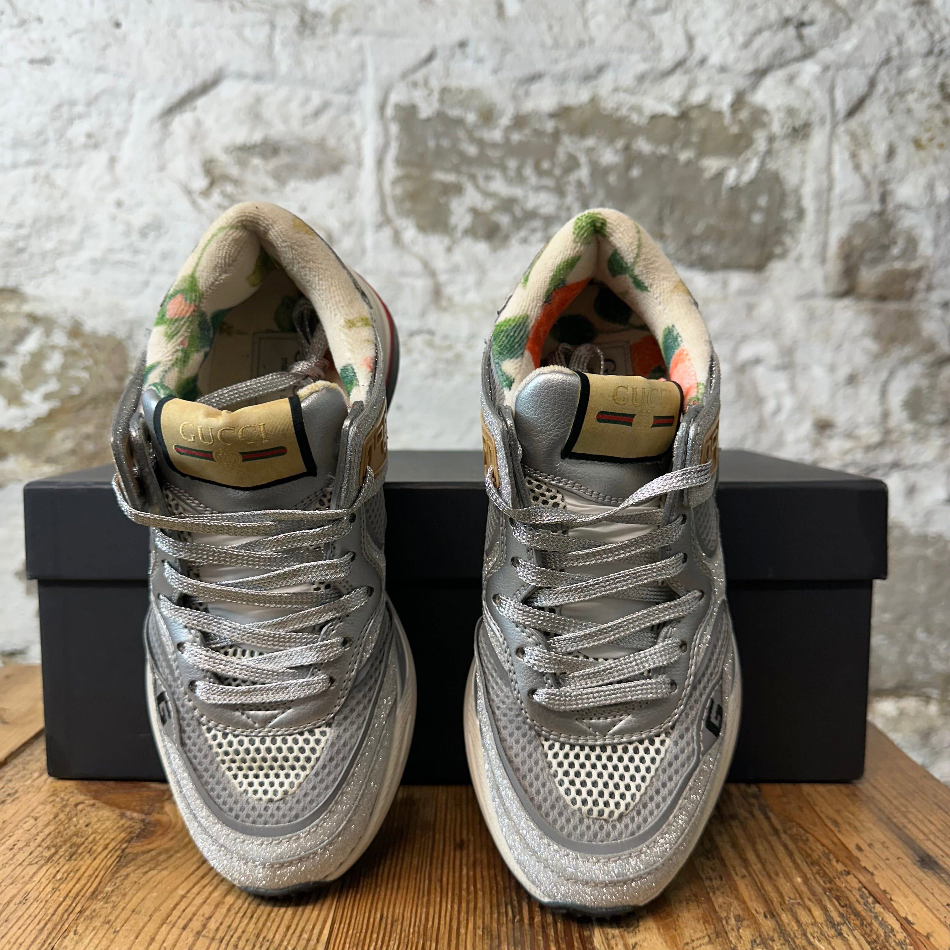 Gucci Gucci Ultrapace Silver Glitter Sneaker Sz 4 (35) Size US 5 / EU 37 - 3 Thumbnail