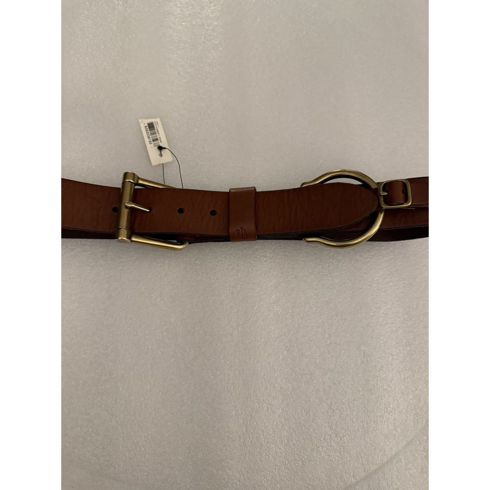 VTG Jones New York Navy Blue Leather Belt Art deco Gold Buckle S/M 80 main image 2