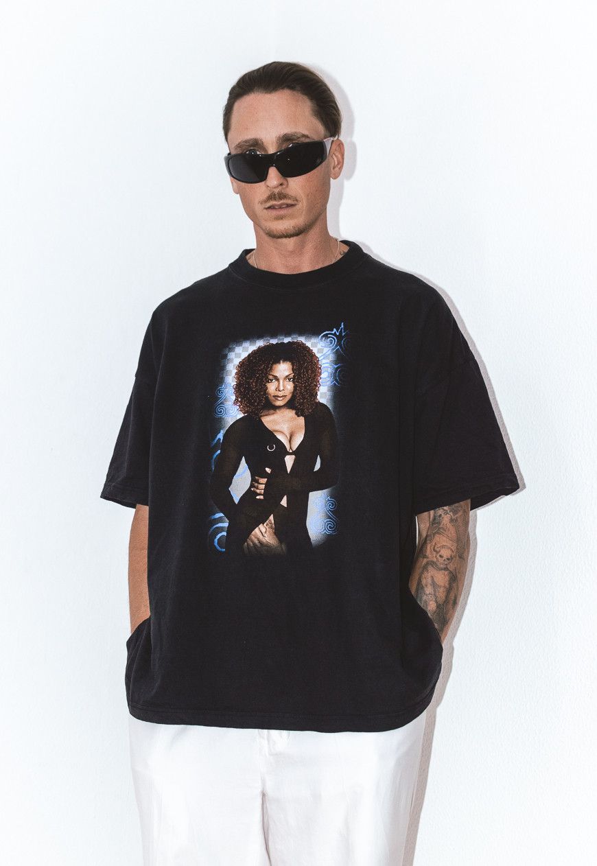 image of Rap Tees 1998 Janet Jackson Velvet Rope World Tour Rap Tee in Faded Black, Men's (Size 2XL)