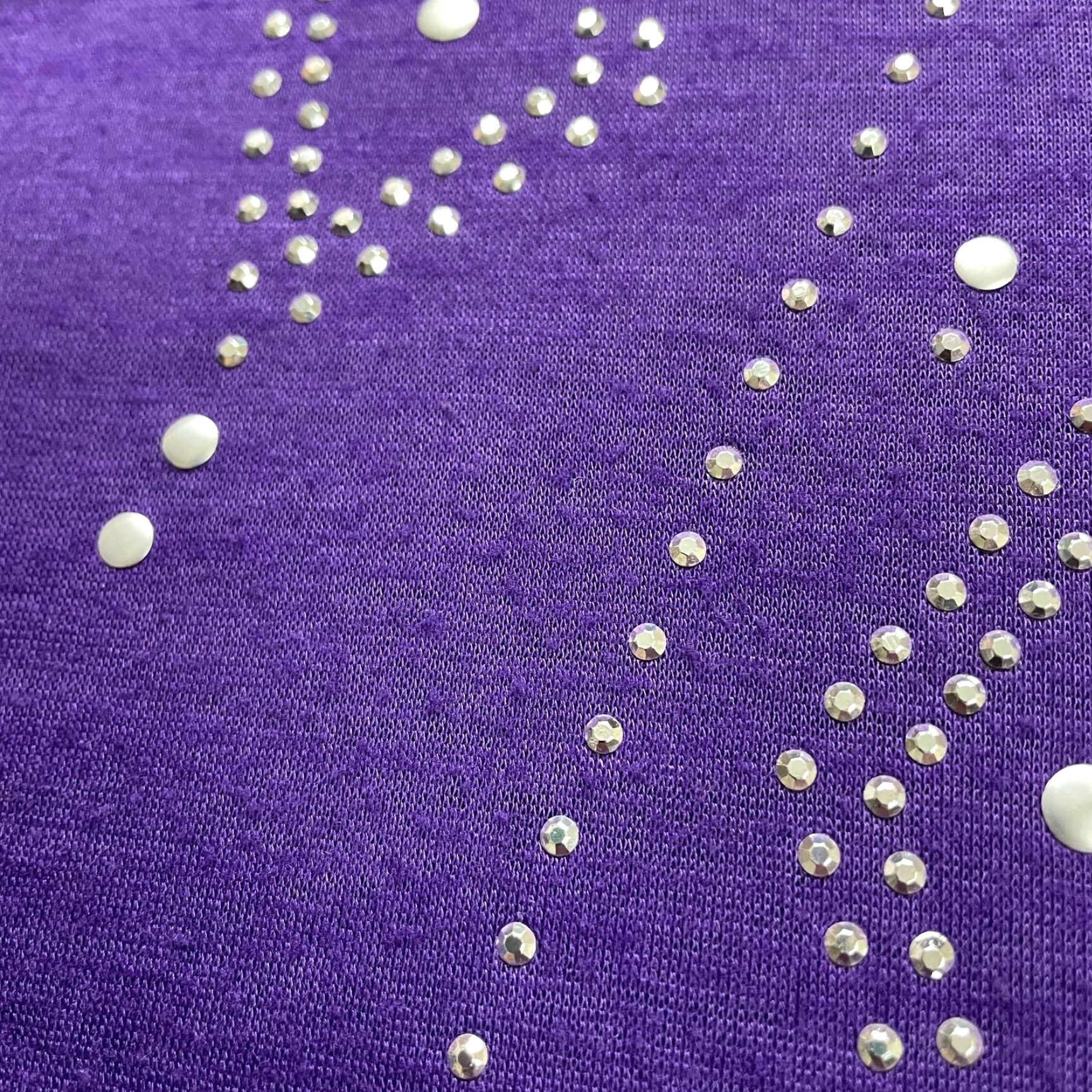 Vintage Closet Full Blouse Womens 2XL Purple Beaded Round Neck Half Sleeve Stretch Soft Size XXL / US 16-18 / IT 52-54 - 6 Thumbnail