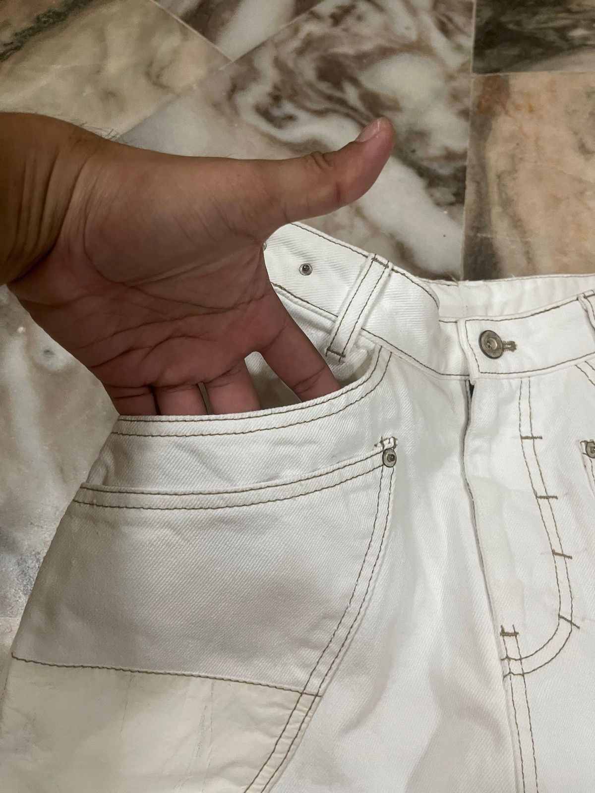 POST ARCHIVE FACTION (PAF) CARNET ARCHIVE - HUMAN-SHELL DESTROYED TROUSERS WHITE Size US 27 - 11 Thumbnail