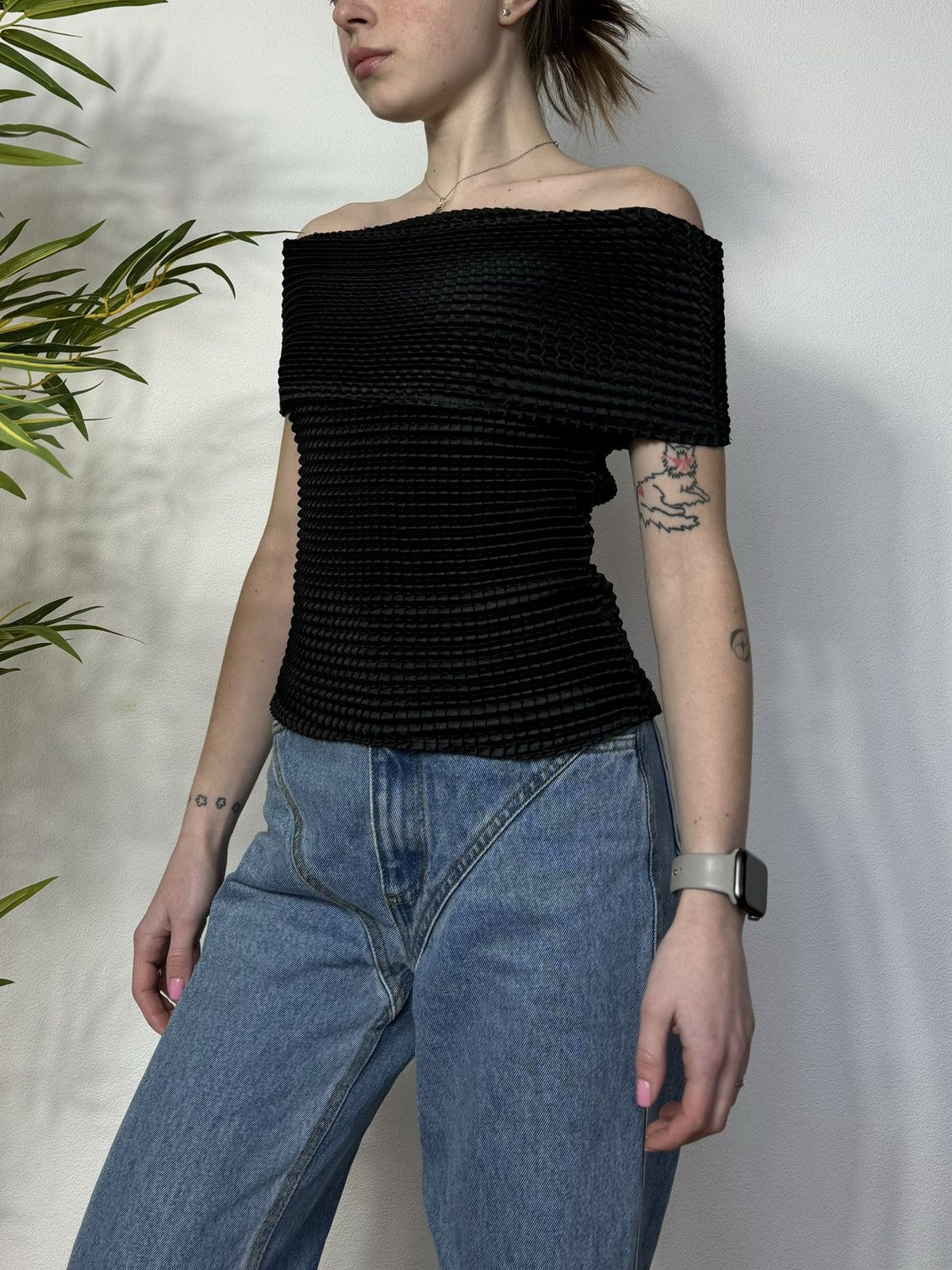 Vintage ISSEY MIYAKE STYLE OFF SHOULDERS PLEATED TANK TOP Size ONE SIZE - 5 Thumbnail