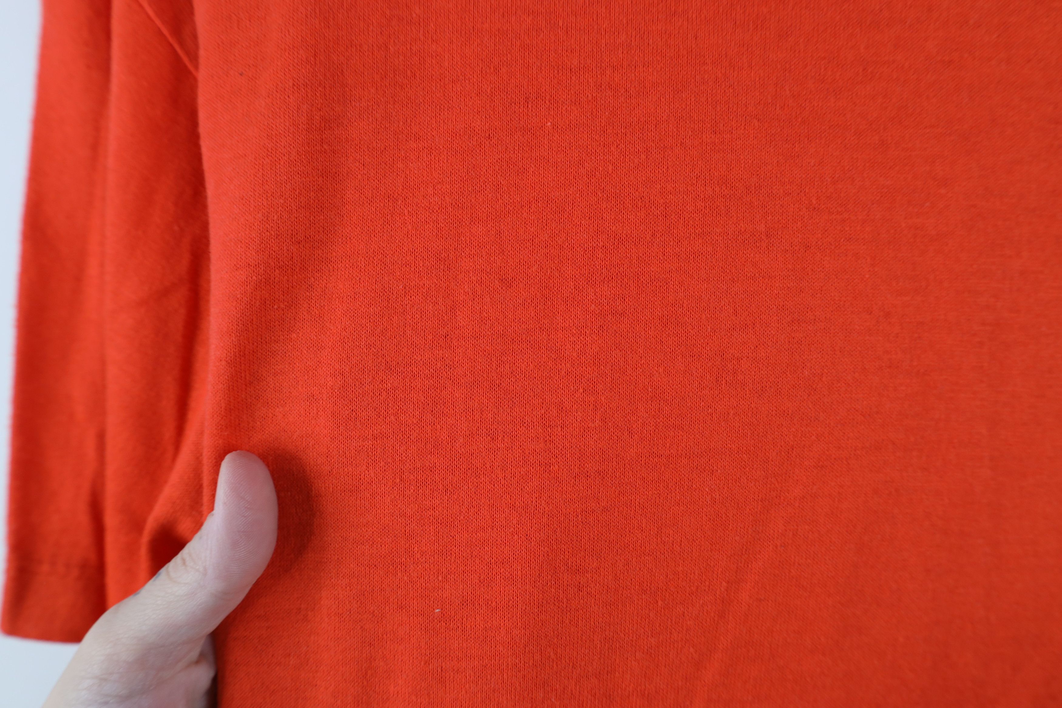 Vintage Vintage 70s Streetwear Thin Blank Pocket T-Shirt Orange USA Size L / US 10 / IT 46 - 9 Thumbnail