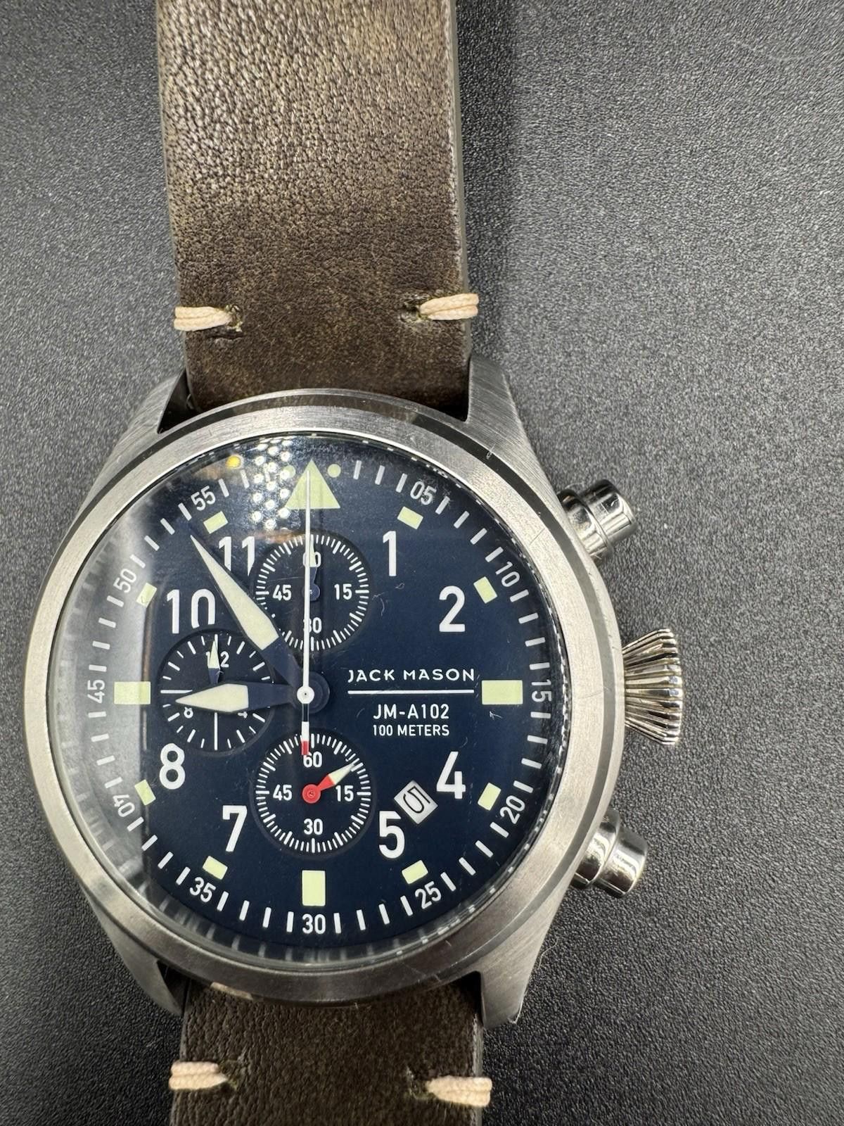 Other Jack Mason Men's Chronograph Watch Aviator Saddle Leather St Size ONE SIZE - 3 Thumbnail