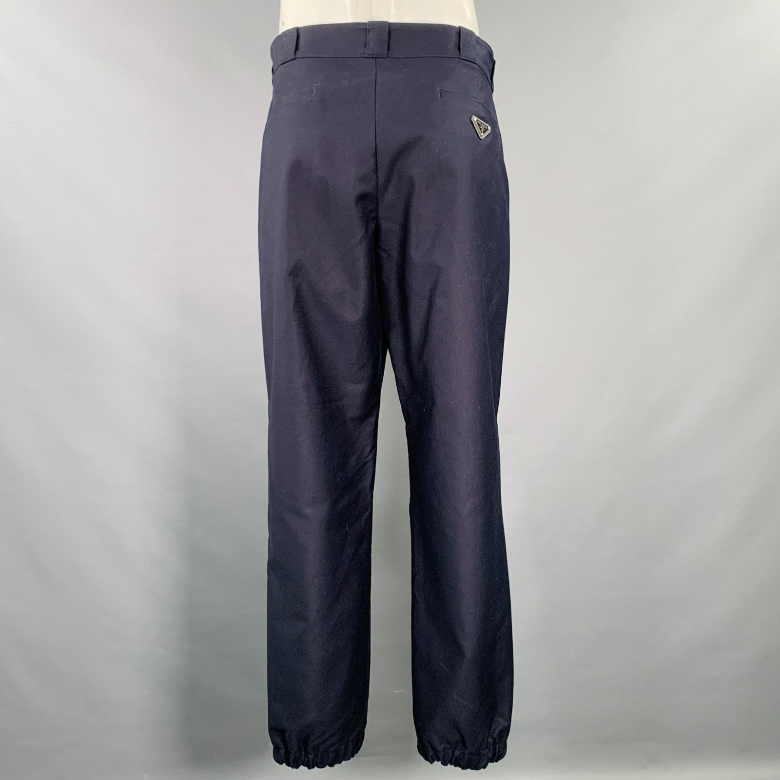 Prada PRADA Size 34 Navy Cotton Twill Elastic Cuffs Casual Pants Size US 34 / EU 50 - 2 Thumbnail