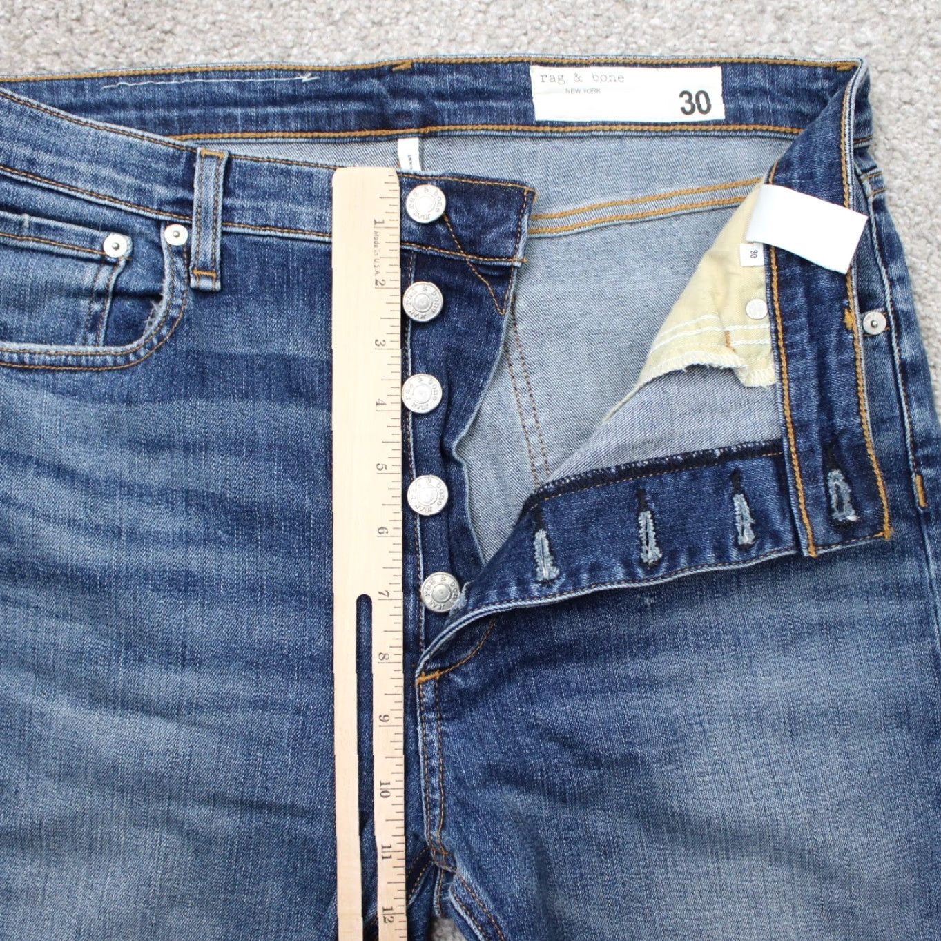 Rag & Bone rag & bone Jeans Womens 30x30 Blue Nina High-Rise Skinny Button Fly Raw Hem Denim Dark Size 30" / US 8 / IT 44 - 7 Thumbnail