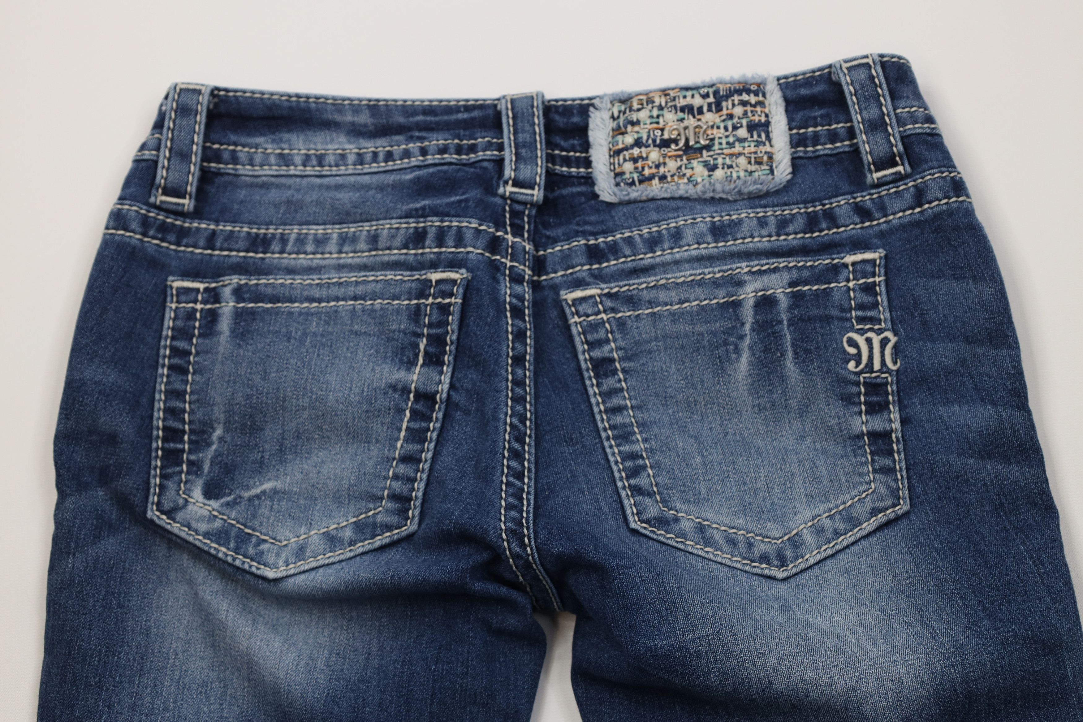 Miss Me Miss Me Stitch Beaded Jeweled Ankle Skinny Denim Jeans Blue Size 26" / US 2 / IT 38 - 10 Thumbnail